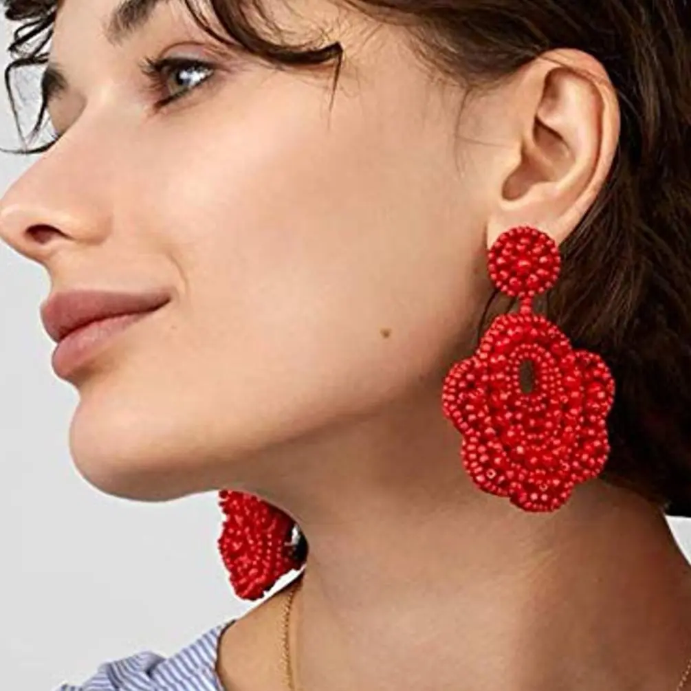 Women's Handicraft Bead Flower Earrings