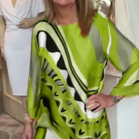 Women's Printed Casual Round-neck Long-sleeved Dress