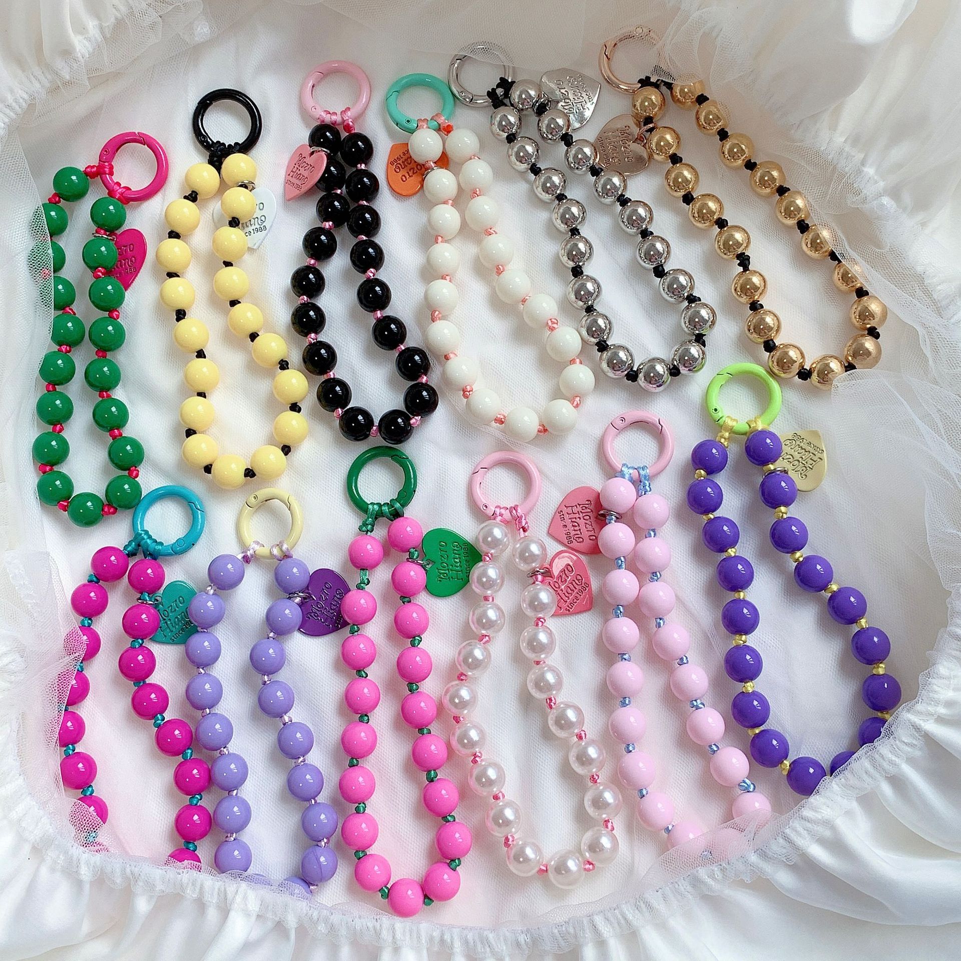 Sweet Cute Wind Love Colorful Beads Colored Knot Cellphone Chain