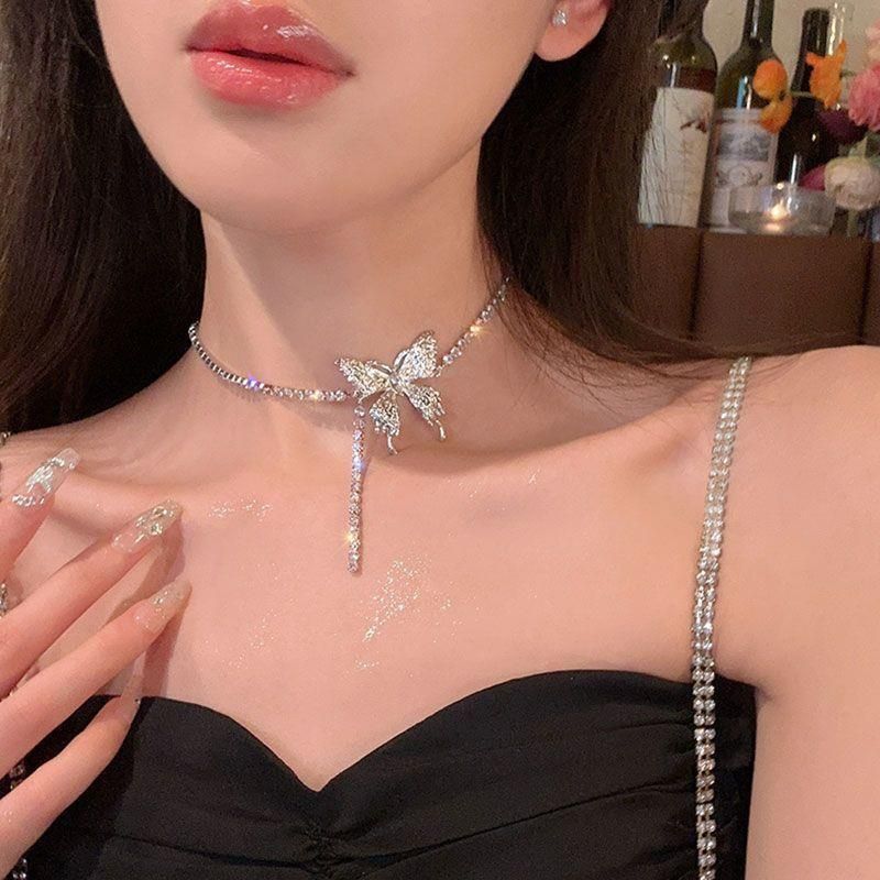 Butterfly Necklace Women's Light Luxury Rhinestone Special-interest Design
