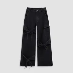 Women's Fashionable Wide Leg Pants Loose Trousers - Black - View 1