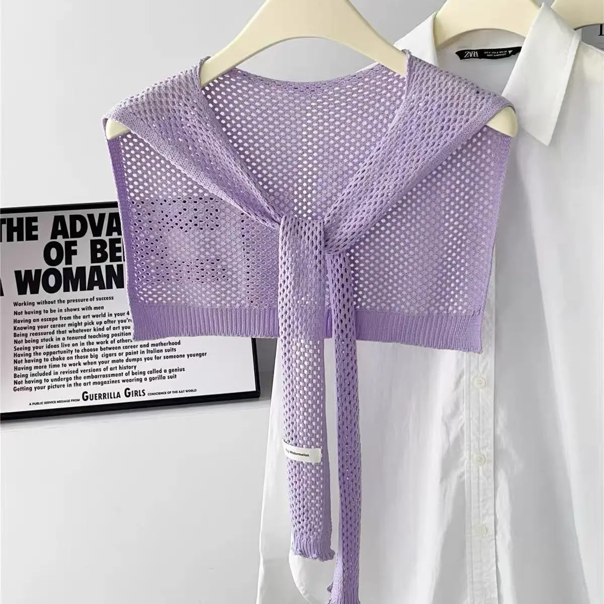 Hollow-out Lightweight Ice-silk Knitted Shawl