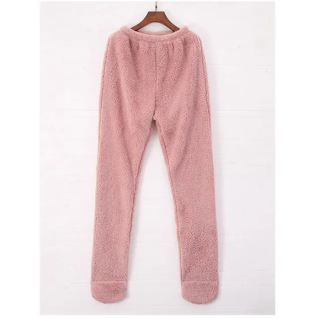 Women Coral Fleece Socks Leggings Winter Warm Sleepwear Ankles Knees Guard Women Home Pants Thick Pajamas Pant Red - Shop at LoveMi