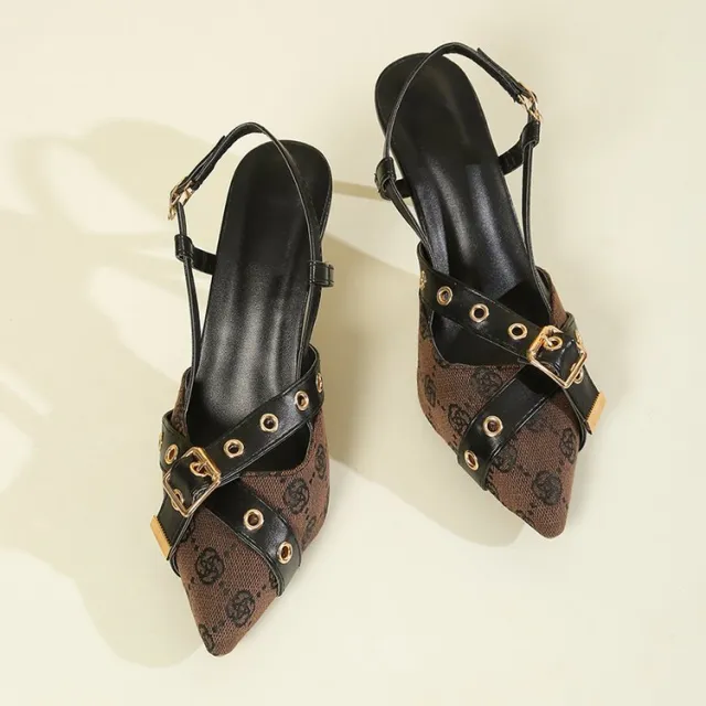 Women's Fashion New Ankle strap Buckle High Heels Brown - Shop at LoveMi