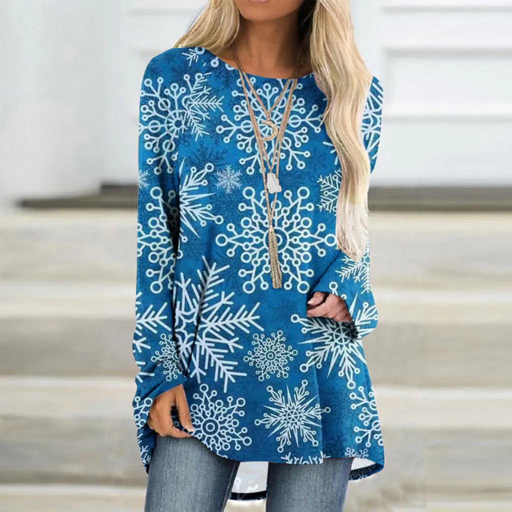 Women's Fashion Casual 3d Printing Round Neck Long Sleeve Top - Rq238116-2Xl