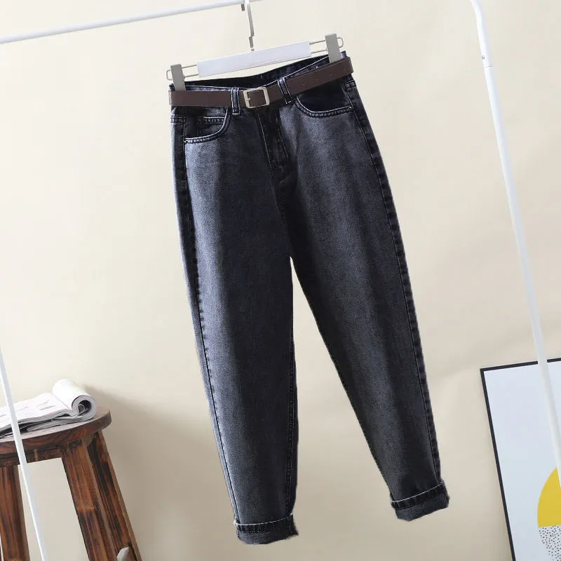 High Waist Harem Jeans Women's Autumn - Gray
