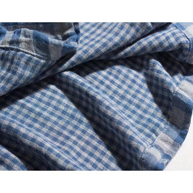 Cotton Plaid Half-Sleeve Midi Dress, picture 5 of 9