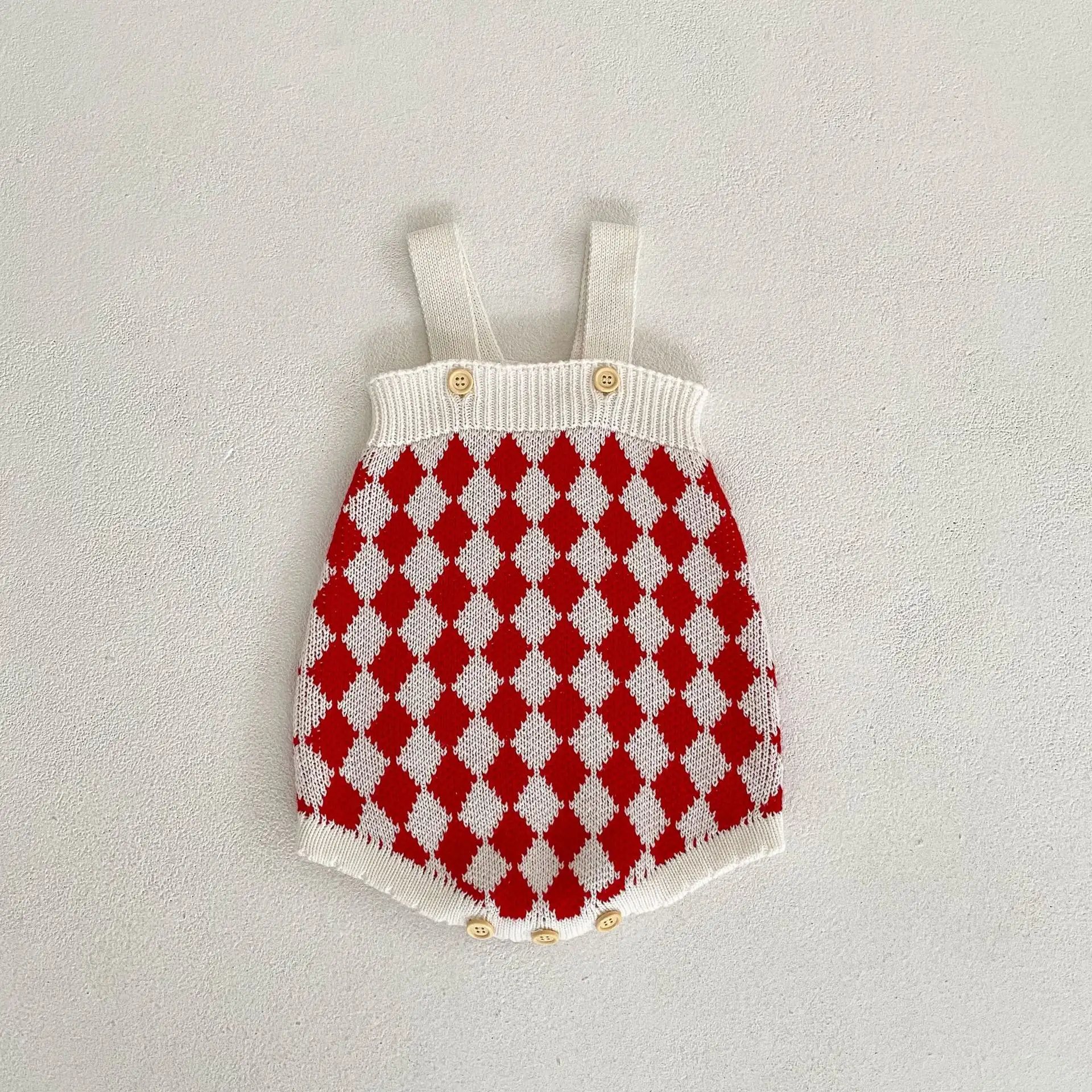 Baby Cotton Knitted Rhombus Sweater Coat