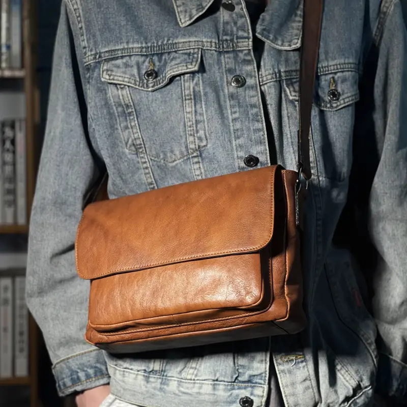 First-layer Cowhide Shoulder Bag Mens Style