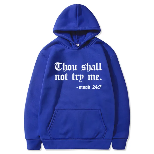Thou Shall Not Try Me Hooded Sweater Sapphire Blue - Shop at LoveMi