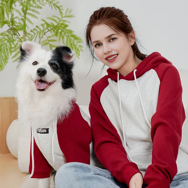 Pet Autumn And Winter Letter Printing Dog Brushed Hoody Wine Red - Shop at LoveMi