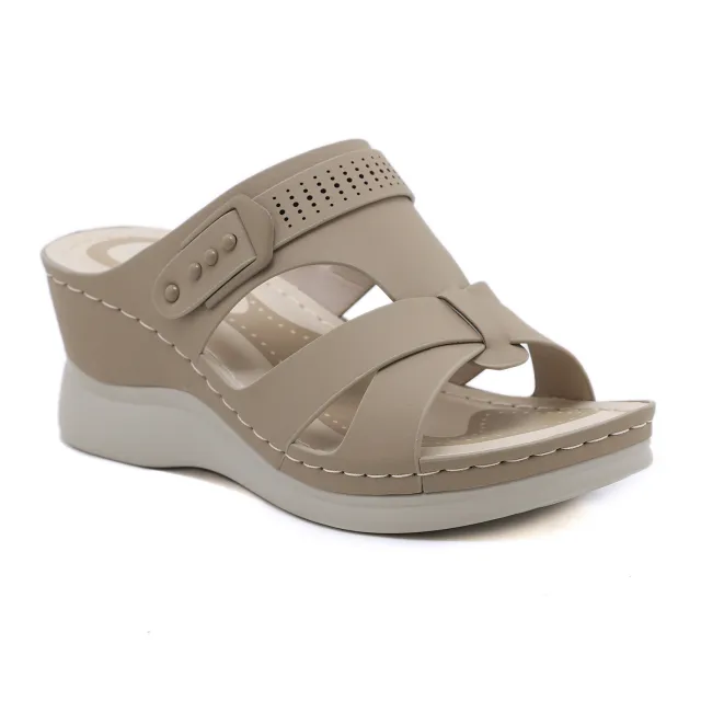 Comfort And Casual Wedge Beach Outdoor Slippers Women's Shoes Apricot - Shop at LoveMi