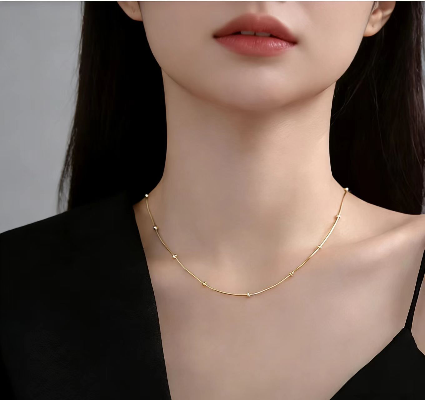 Snake Bone Round Bead Necklace Clavicle Chain