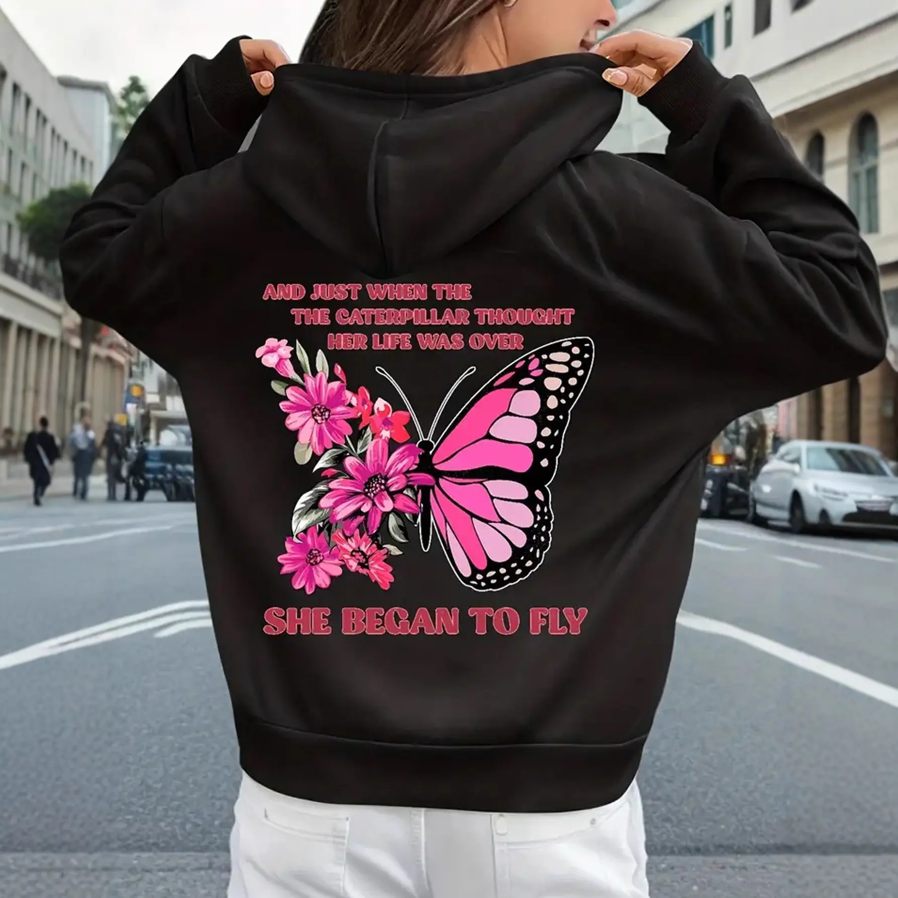 Stylish Womens Warm Hooded Sweatshirt