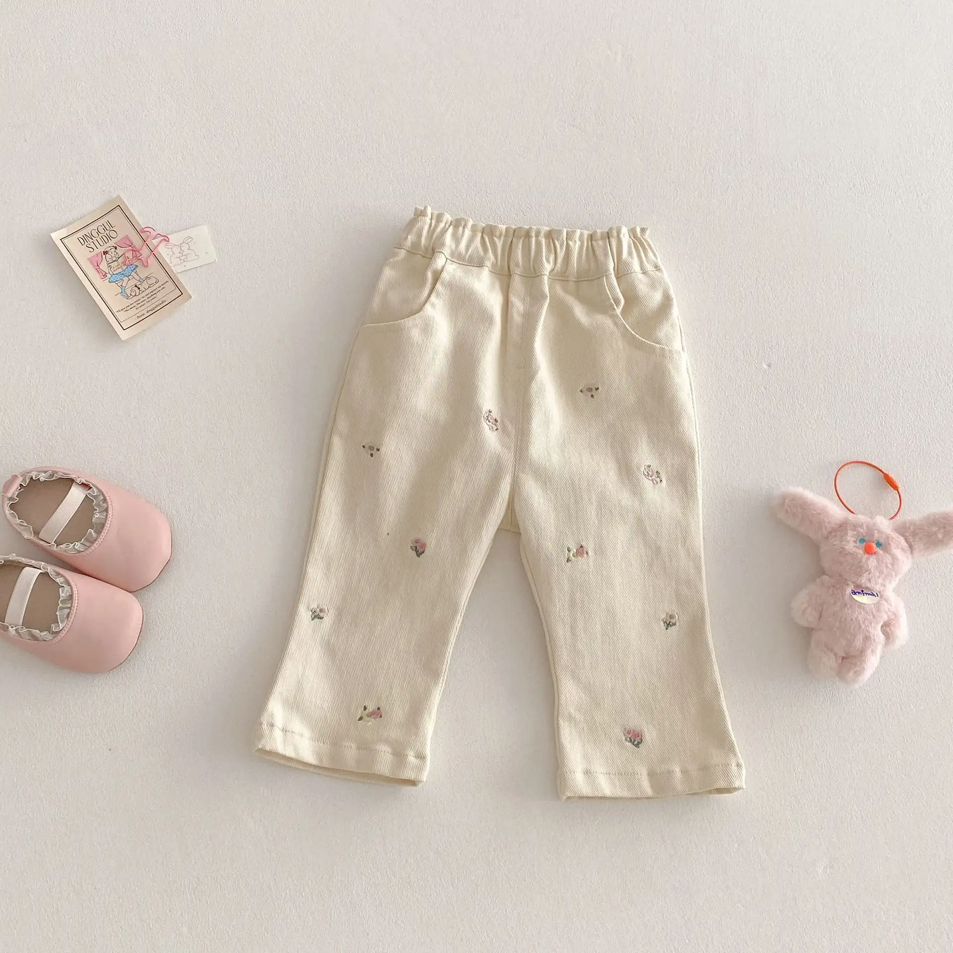 Fashionable Pants Children's Pure Color Soft Jeans