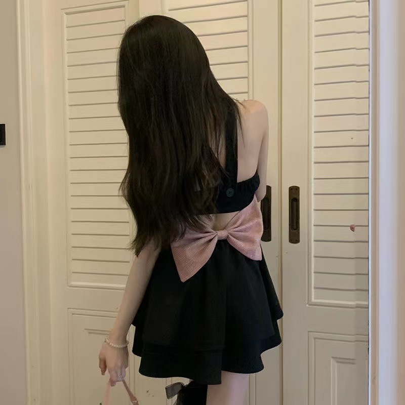 Backless Western Style Niche Bow New Design Sense Halter Dress