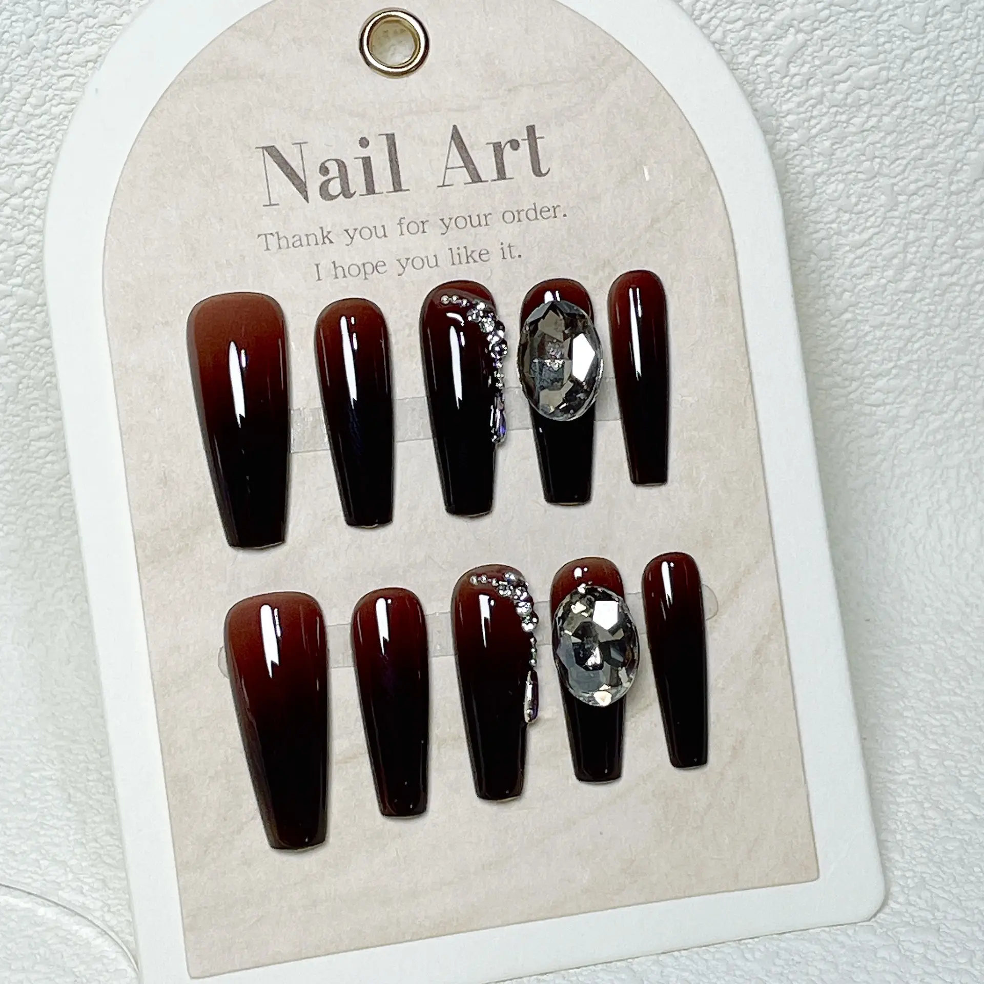 Hand-worn Nail Time Ashes Maillard Gradient Black