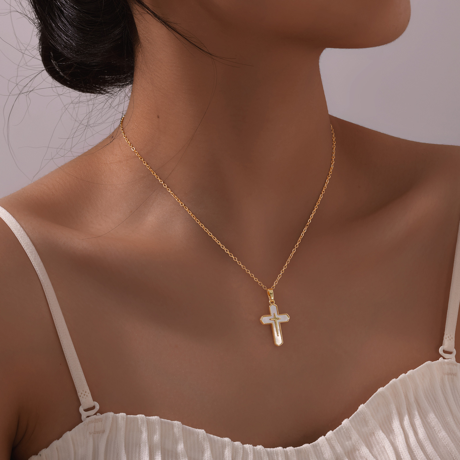 Personality Small Size Copper Shell Cross Pendant