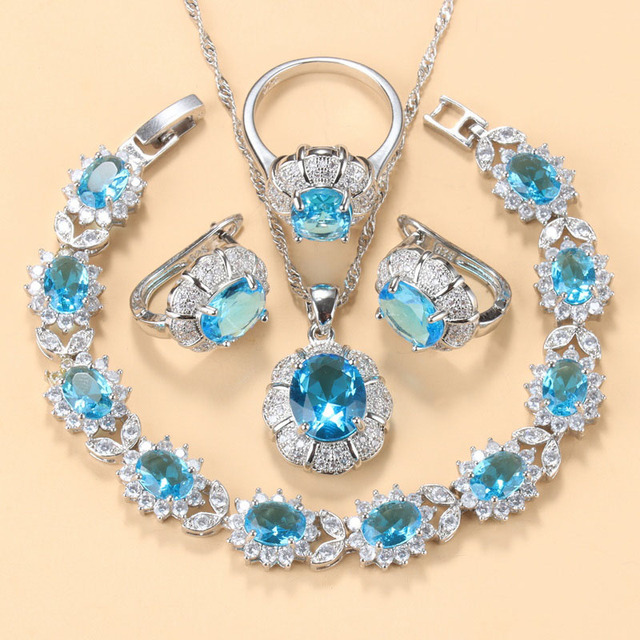 Earrings Necklace And Ring For Women 4 PCs Set