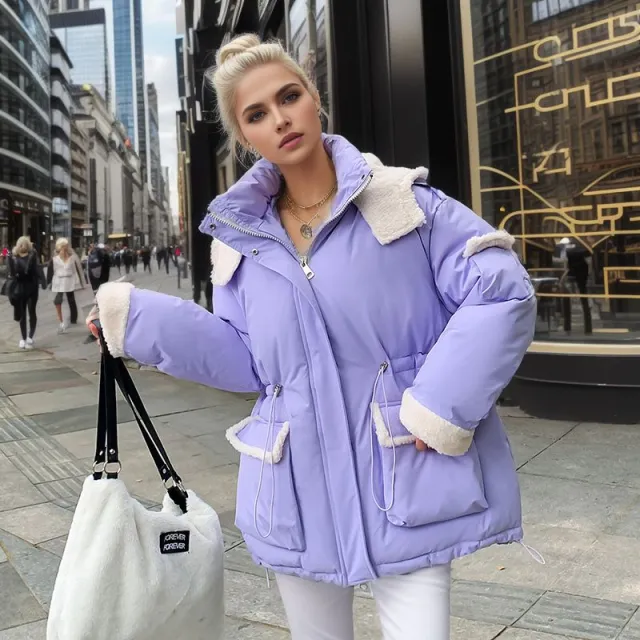 Lamb Wool Cotton padded Jacket Women's Korean Style Purple - Shop at LoveMi