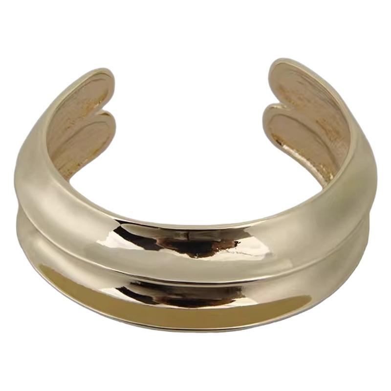 Heavy-duty Flying Saucer Polished Open Bracelet For Women