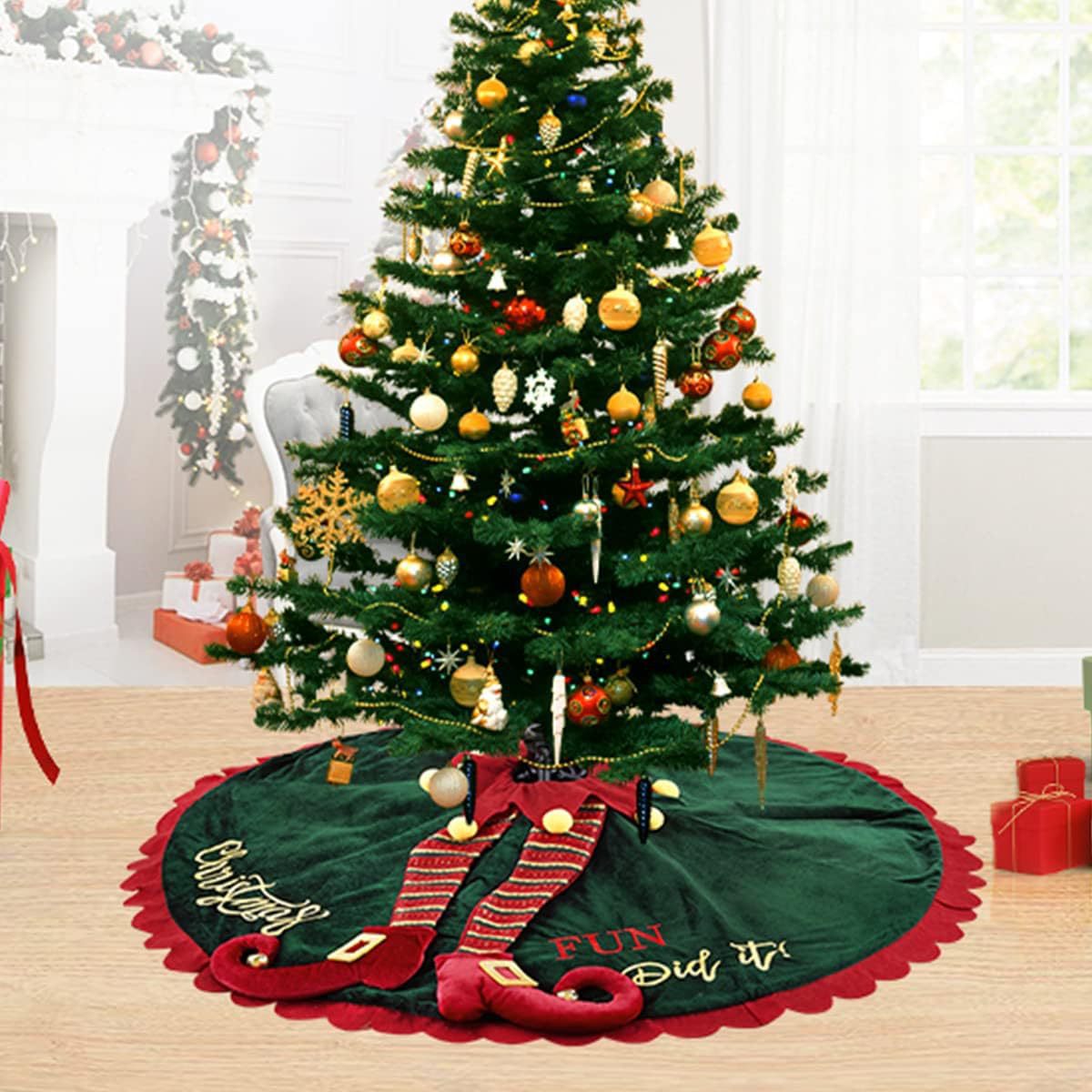 Title 4, Christmas 60-inch Tree Skirt-inch Knitted Chris...