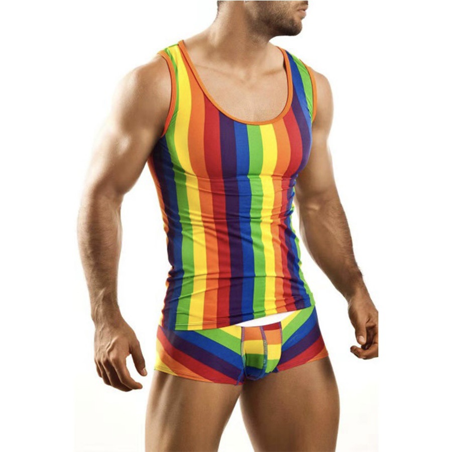 Men's Outdoor Sports Rainbow Striped Vest