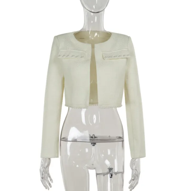 Long Sleeve Jacket Slim Fit Tube Top Dress White Coat - Shop at LoveMi