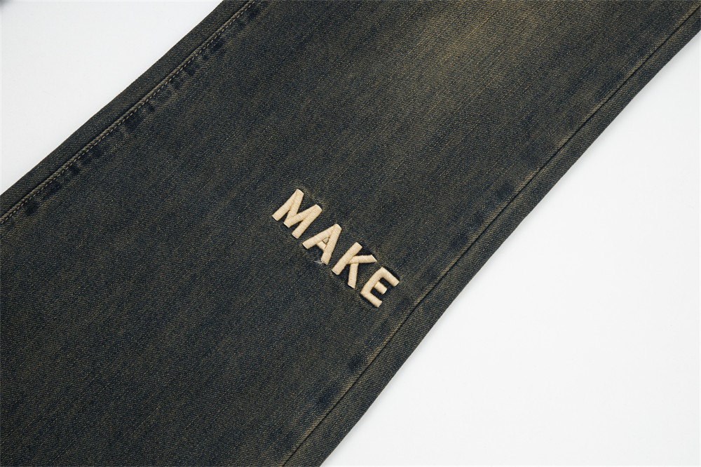 Retro Alphabet Embroidered Jeans For Men