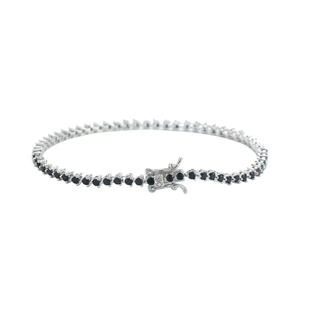 Black Tennis Bracelet 3mm Wide 3 Claw Copper Inlaid Zircon Bracelet