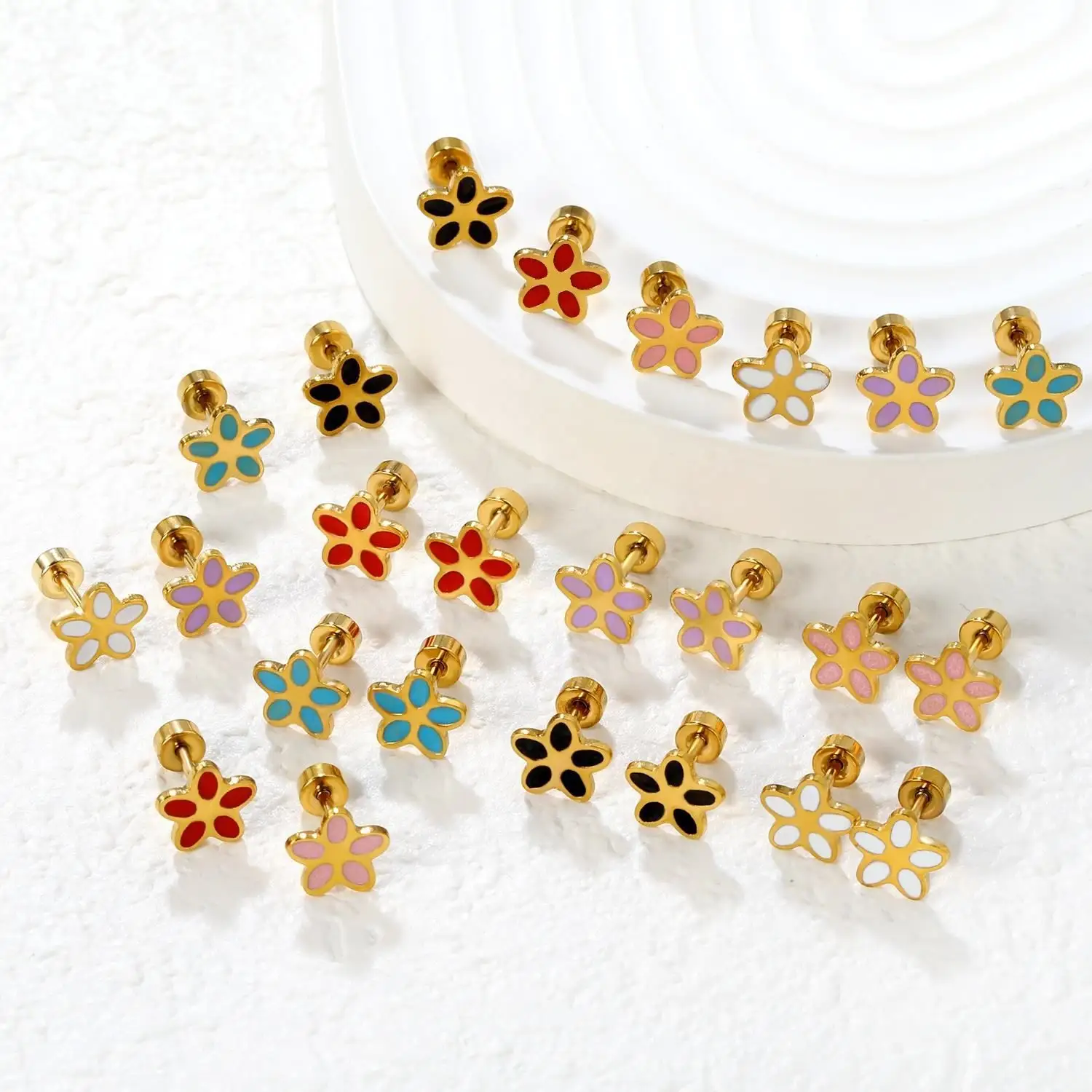 Cute And Sweet Crown-flower Earrings Stainless Steel