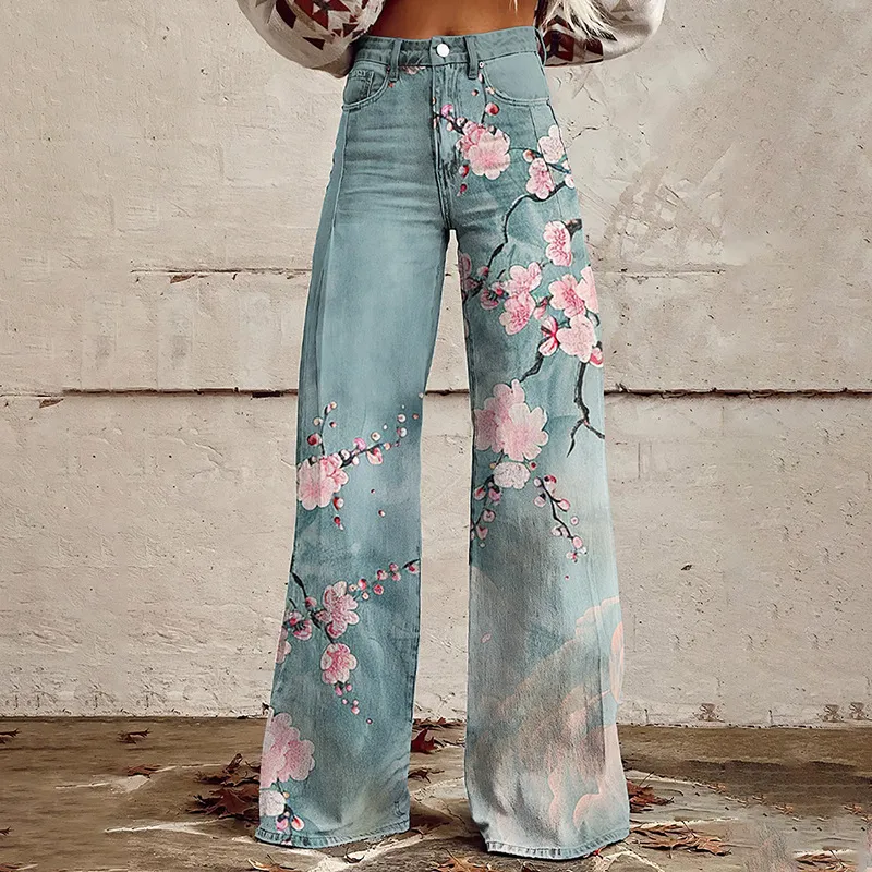 Horn Simulation Denim Trousers Loose Pants For Women - Z3-3Xl