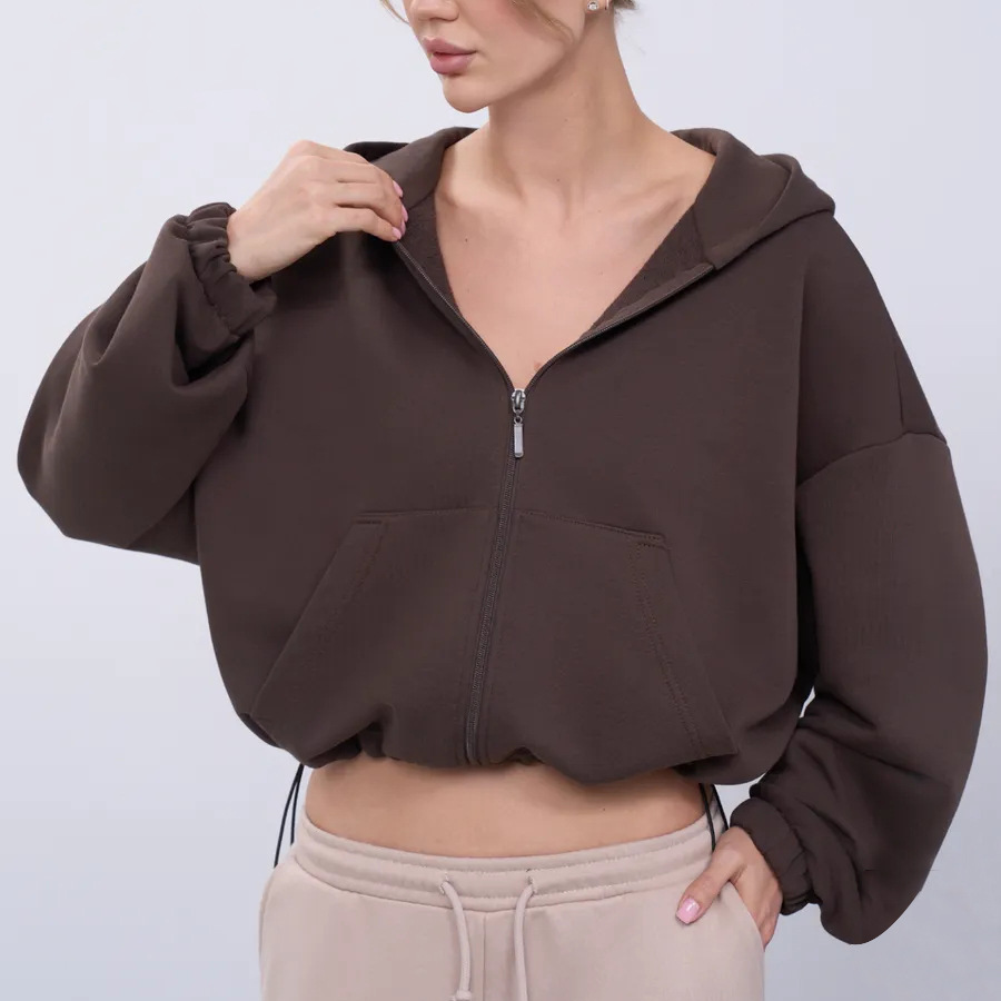 European And American-style Casual Hooded Zip-up Sweatshirt