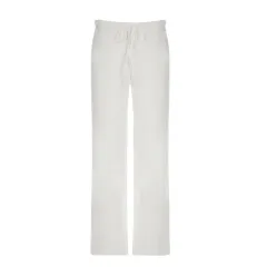 Women's Fleece-lined Lace-up Long Sleeve Top High Waist - White Pants - View 1