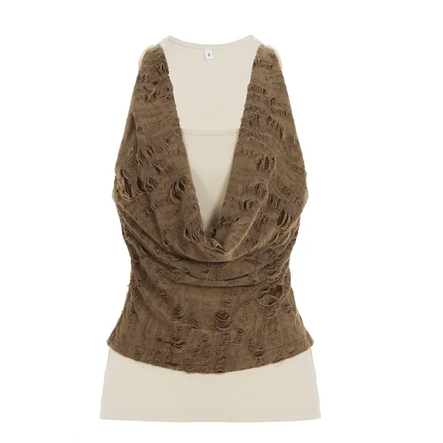 American style Street style Spicy Girl Post apocalyptic Chic Vest Top Khaki - Shop at LoveMi