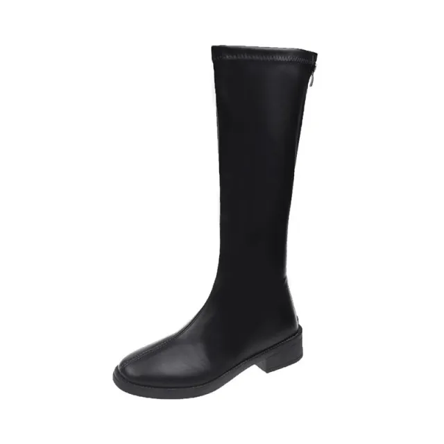 Slimming Rider Boots Korean Style Stretchy Figure Hugging Womens Boots Black - Shop at LoveMi