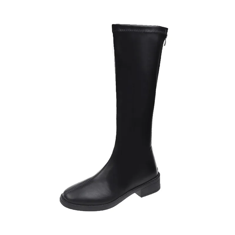 Slimming Rider Boots Korean-Style Stretchy Figure-Hugging Womens Boots - Black