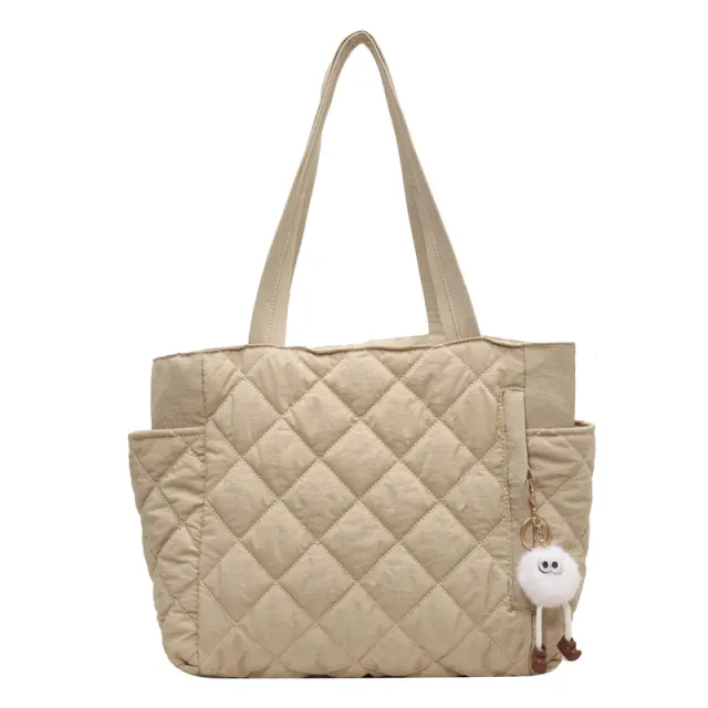 Large Capacity Rhombus Minority All match Commuter Tote Shoulder Bag Cross border White - Shop at LoveMi