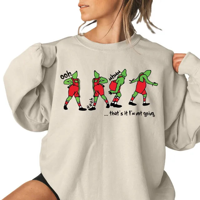 Ladies New Christmas Pattern Printing Casual Sweatshirt Ivory White - Shop at LoveMi