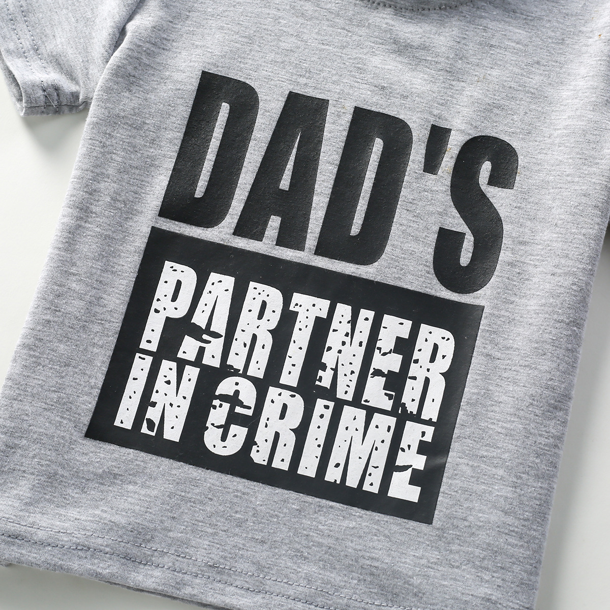 Solid Color Letter T-shirt Denim Ripped Trousers Suit