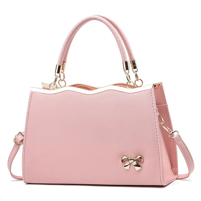Fashion Bowknot Handbag Large Capacity Shoulder Messenger Bag Pink - Shop at LoveMi