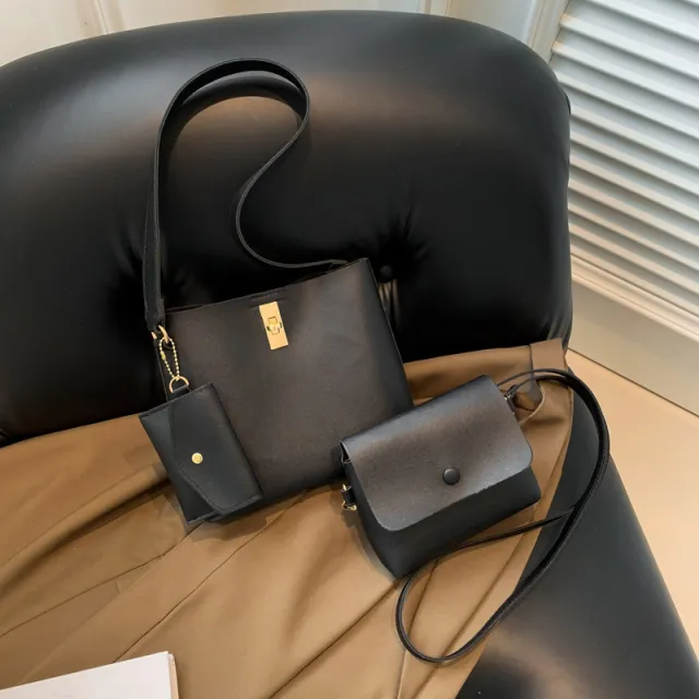 Western Style Hand Shoulder Bag Three piece Messenger Bag Black - Shop at LoveMi