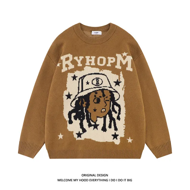 Fashion Brand Couple Loose Leisure Pullover Sweater Brown - Shop at LoveMi