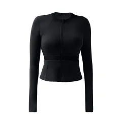 Women's Sports Top Yoga Clothes Coat - Black - View 1