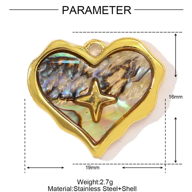 French Style Heart Shell Starfish Diy Titanium Steel Pendant Ye1218 - Shop at LoveMi