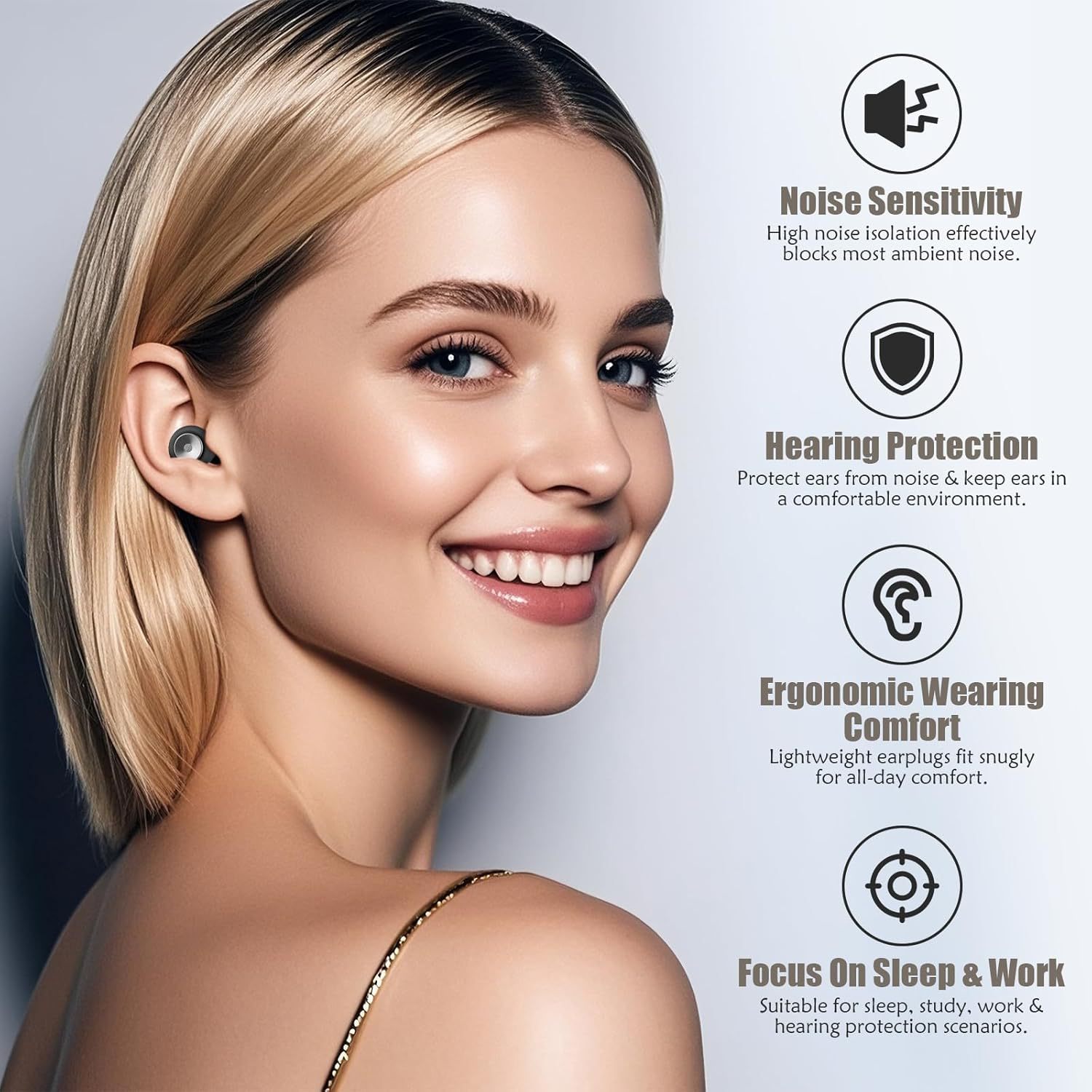 Noise-canceling In-ear Silicone Earplugs For Sleep