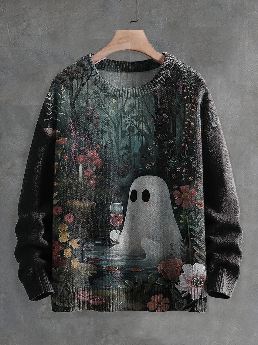 Suéter estampado de terror con patrón de fantasmas - Imagen 13 de 17