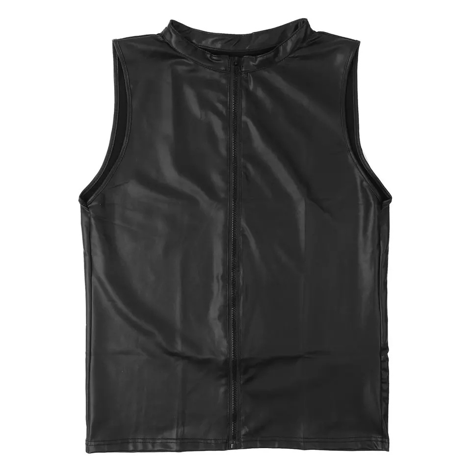 Title 3, Herren Tank Top aus mattem Leder Glänzendes Led...