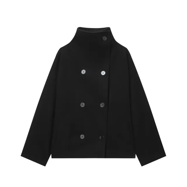 Women's High neck Button down Loose Knit Top Black - Shop at LoveMi