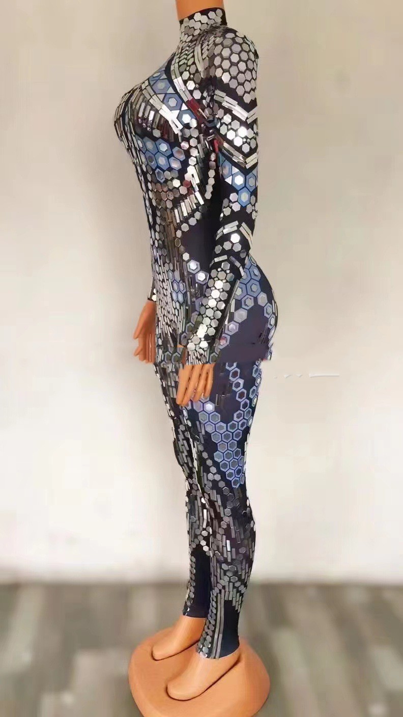 Sequined One-piece Pants Stretch Costume